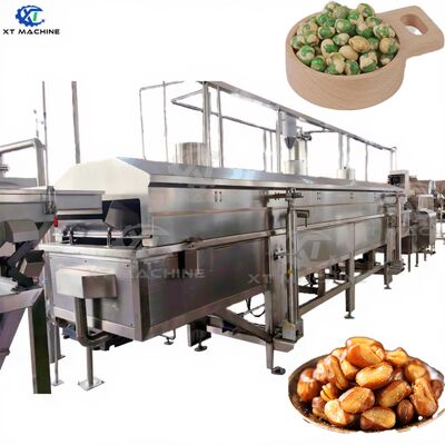 Bom preço. Máquina de fritar amendoim contínua de alta potência de 500-800 kg/h com aço inoxidável SUS304 e controlo PLC on-line