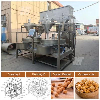 Máquina de revestimento de amendoim de controlo PLC totalmente automatizada Linha de processamento de amendoim revestida