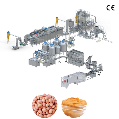 Linha de produção de manteiga de amendoim Planta de processamento de manteiga de amendoim Alta automação Facilidade de operação por controlo PLC 2000kg/h