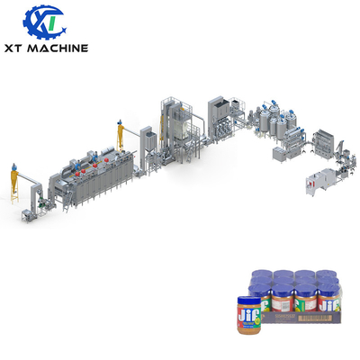Linha de produção de confitura de amendoim de alta velocidade totalmente automática, fábrica de processamento de manteiga de amendoim
