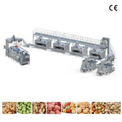 Bom preço. Linha de produção totalmente automática de revestimento de amendoim, assar e temperar, revestimento, fábrica de processamento de pão on-line