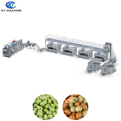 Máquina de revestimento de amendoim totalmente automática de 500-1000 kg/h com controlo PLC e aço inoxidável 304 de qualidade alimentar