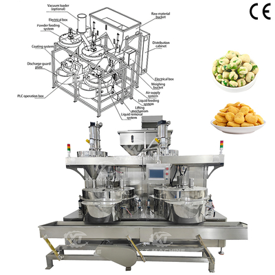 Máquina de revestimento de amendoim de estação dupla 600-800 kg/h para snacks