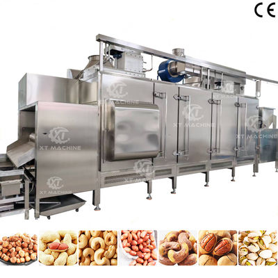 Máquina de torrefação contínua de nozes Máquina de torrefação de aveia com controle PLC e construção de aço inoxidável 304 para plantas de processamento de alimentos