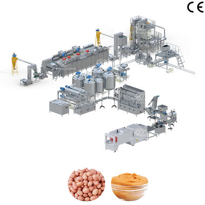 Linha de produção de manteiga de amendoim/manteiga de castanha de caju/manteiga de pistache totalmente automática 200-2000 kg/h e controlo PLC