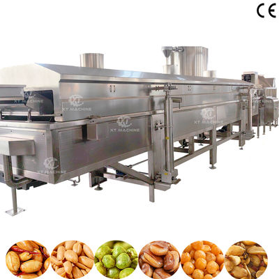 Bom preço. Máquina de fritar feijão japonês contínua automática SUS304 500~1000kg/h para processamento de alimentos para lanches de nozes on-line