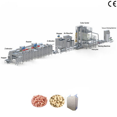 Bom preço. Linha de Produção de Torrefação e Branqueamento de Amendoim SS304 de Grau Alimentício com PLC para Fábricas de Processamento de Nozes on-line