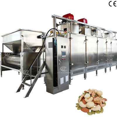 220V/380V Controle PLC Pequena máquina de torrefação de castanhas de amendoim Máquina de assar castanhas de amendoim com 300kg/h-500kg/h para processamento de alimentos