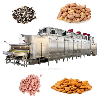 Bom preço. Forno contínuo de nozes com controlo PLC de aço inoxidável de qualidade alimentar e 2000 kg/h Capacidade de produção de amendoim salgado on-line