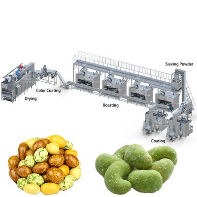 Linha de processamento industrial de revestimento e torrefação de amendoim de 500-1000 kg/h com 304 de aço inoxidável de qualidade alimentar e controlo PLC da Siemens