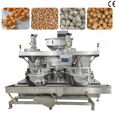 Bom preço. 600-800 kg/h Máquina de revestimento de castanhas de caju com controlo PLC para revestimento uniforme de snacks de castanhas on-line