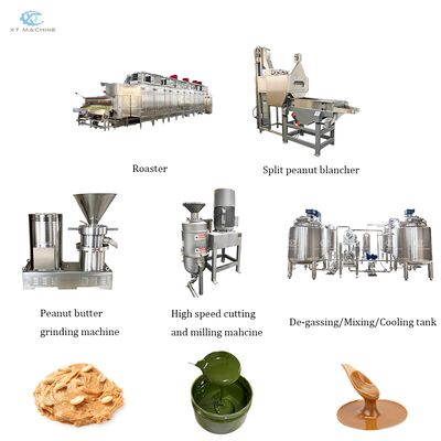 Linha de produção de manteiga de amendoim totalmente automatizada com moedor de roast blancher de aço inoxidável SUS304