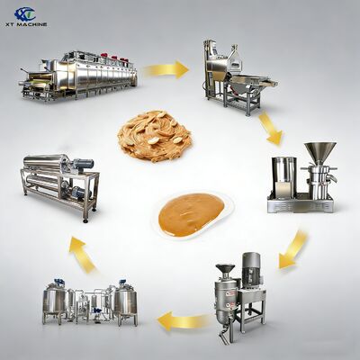 Bom preço. Linha de produção automática de manteiga de amendoim/pasta de amêndoa/compota de caju 200-5000kg/h torrador/máquina de branqueamento dividida/moedor on-line