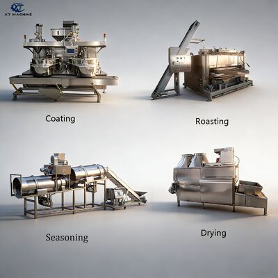 500-1000 kg/h Máquina de revestimento de amendoim SUS304 com PLC para linha de processamento de nozes/feijões/amendoins rosados/cashew de coco