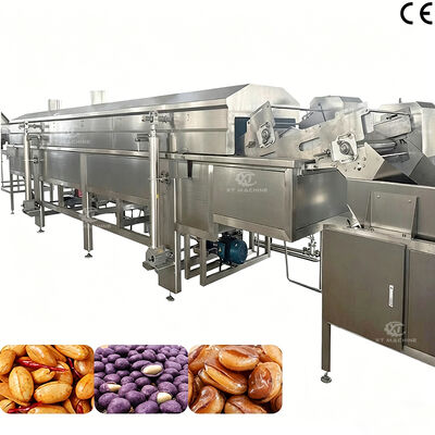 Máquina automática de freiragem contínua de cacahuetes revestidos de aço inoxidável 304, fritar milho e frutos secos com separação por água-óleo