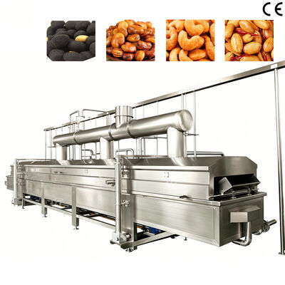 Produto comestível totalmente automático, tipo cinto, máquina de fritar nozes contínua, máquina de fritar amendoim revestida com certificação ce