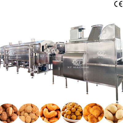 Bom preço. Linha de produção totalmente automática de revestimento e fritura de amendoim SUS304 com 500-1000 kg/h para instalações de processamento de nozes on-line