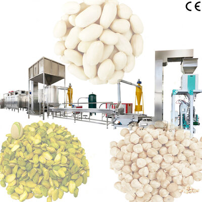 Bom preço. Linha de produção de torradeira e blanqueamento de amendoim/nozes/pistache de qualidade alimentar com máquina de blanqueamento de nozes de capacidade de 500-1000 kg/h on-line