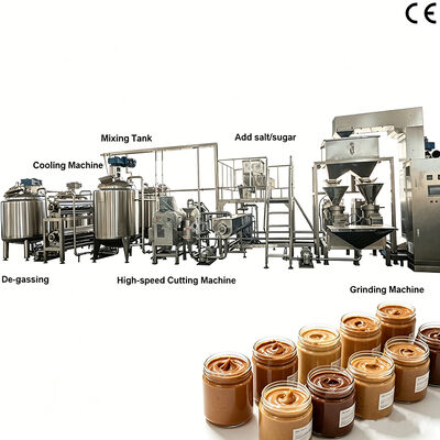 500 kg/h-2000 kg/h Linha de produção de manteiga de amendoim/manteiga de caju/manteiga de pistache com equipamento de processamento de manteiga de noz de material SS304