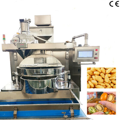 Máquinas de fabricação de hambúrgueres de amendoim revestidos de alta velocidade Máquina de fabricação de lanches de nozes revestidas de massa com sistema de controle PLC