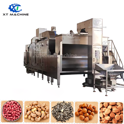 Roaster de nozes de cinto contínuo de aço inoxidável 304 com controle PLC e capacidade de 3000 kg/h para torrefação de amendoim/sementes/amendoim/cacheu