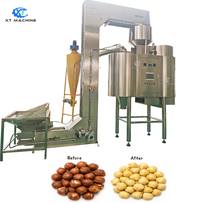 Bom preço. Máquina de blanqueamento de amendoim/pistache/nozes de avelã com controlo automático por PLC, capacidade 500 kg/1000 kg Equipamento de descasqueamento de amendoim seco on-line