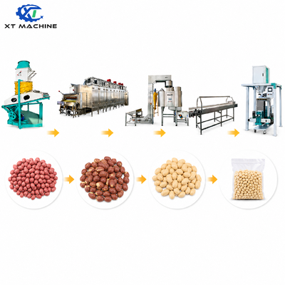 Linha de processamento de amendoim branqueado SUS304, branqueador de ar de amendoim seco, personalização de equipamentos de suporte e design de oficina