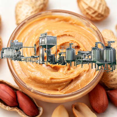 Bom preço. Linha Premium de Produção de Manteiga de Amendoim Totalmente Automática, Solução Completa de Pasta de Oleaginosas | Equipamento Integrado de Processamento com Despedregador, Torrefador, Branqueador, Classificador, Moedor, Misturador, Desgaseificador e Resfriador on-line